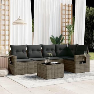 vidaXL Vidaxl - Set De Muebles De Jard&iacute;n 6 Pzas Y Cojines Rat&aacute;n Sint&eacute;tico Gris