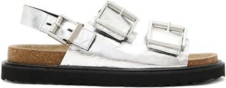 AllSaints Isla buckled slingback sandals - women - Polyethylene vinyl acetate (PEVA)/Calf Leather/Rubber/Microfibre - 40 - Silver