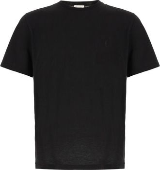 Saint Laurent Black Crew Neck Logo T-Shirt