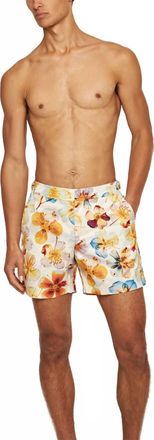 Orlebar Brown Bulldog Oshibana Swim Shorts In White Sand