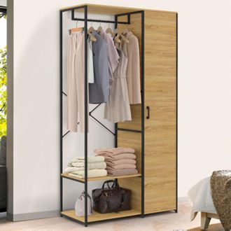 IDMarket Armario Con Estantes Y Puerta Ancho 90 Cm Detroit Dise&ntilde;o Industrial