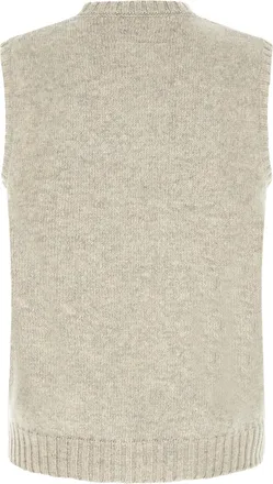 Maison Margiela Logo-Embroidered Wool Blend Tank Top - Gray