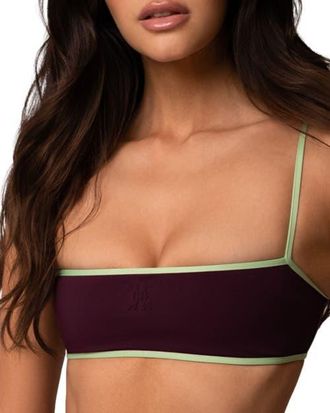 Kiki De Montparnasse Contraste Straight Neck Bikini Top in Pelouse/plum at Nordstrom, Size X-Small