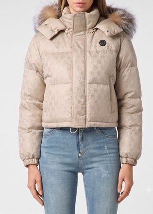 Philipp Plein Bomber trapuntato e imbottito in nylon con motivo monogram