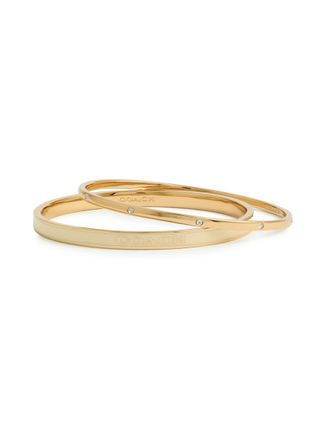 Coach Logo Enamelled Bangle - set of two - Cream - One Size