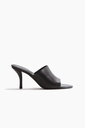 H&M Heeled Leather Sandals in Black at Nordstrom, Size 10