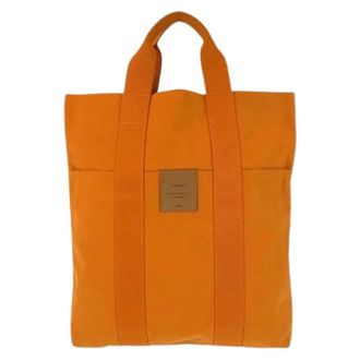 Herm&egrave;s Pre-owned Tote Bags, female, Orange, Size: ONE SIZE Pre-owned Canvas French Festival Tote Bag