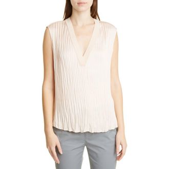 Vince Crushed Sleeveless Double V-Neck Blouse in French Rose at Nordstrom Rack, Size X-Large