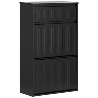 SoBuy Sobuy - 2 Flip-drawers 1 Pull Out Drawer Shoe Storage Cupboard Black,FSR165-SCH
