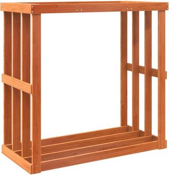 vidaXL Soporte Le&ntilde;a De Exterior Madera Pino Marr&oacute;n Cera 109x52x106 Cm Vidaxl