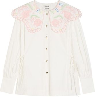 Damson Madder Valentina Embroidered Cotton-poplin Blouse - White - 16 (UK16 / XL)