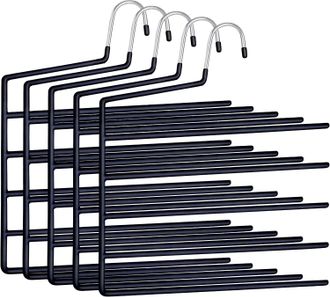 OEM Perchas Para Pantalones Relaxdays, Juego De 5, 5 Barras, Antideslizantes, Ahorran Espacio, 35 X 32 Cm (alto X Ancho), Color Negro