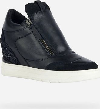Geox Womens D Maurica Wedge Sneakers In Black
