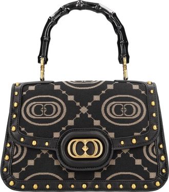 La Carrie Tassen, Dames, Zwart, ONE Size, Bamboe, Monogram Hand Bag Jacquard