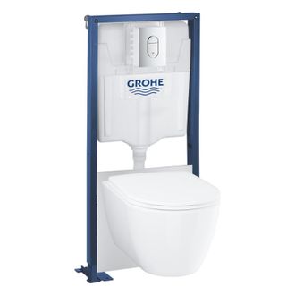 GROHE Pack Inodoro Suspendido Sin Aro Essence + Asiento + Placa Cromada + Estructura - Grohe
