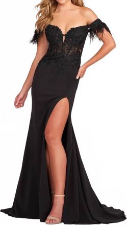 Mon Cheri Off-The-Shoulder Formal Long Gown In Black