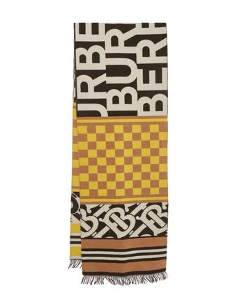 Burberry checkerboard wool scarf - Brown