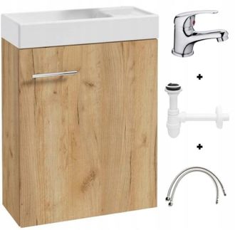 OEM Mueble De Ba&ntilde;o Con Lavabo De 50x70 Cm Con Grifo Y Sif&oacute;n, Roble Artesanal, Peque&ntilde;o