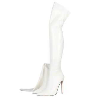 Generic Womens Over The Knee Sexy Boots Stiletto Pointed Toe Rear Zipper Bright Leather Boots