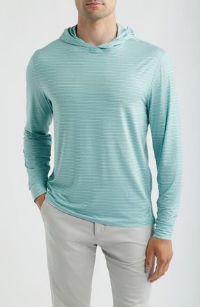 Johnnie-O Talon Stripe UPF 50+ Hoodie in Sublime at Nordstrom, Size Xx-Large