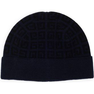 Givenchy Double Face Knit Beanie in Navy Black at Nordstrom Rack