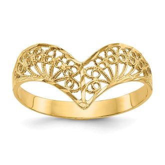 Diamond2Deal 14k Yellow Gold Diamond-Cut Filigree Ring
