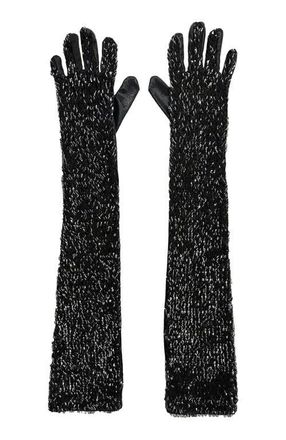 Anna Sui Bugle Bead Sequins Long Gloves in Black Multi at Nordstrom