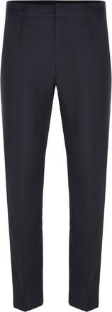 Emporio Armani Midnight Blue Cotton Trousers With Straight-Leg Silhouette