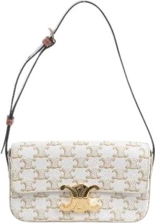 Celine Pre-owned Triomphe Claude Schoudertas - Dames - Vintage Schoudertas - Beige - ONE Size - Leer - Vintage