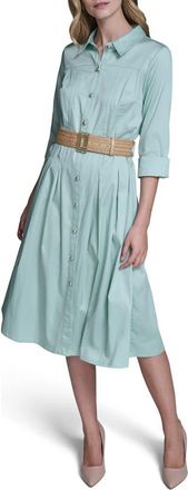 Karl Lagerfeld Belted Poplin Midi Shirtdress in Fresh Mint at Nordstrom, Size 10