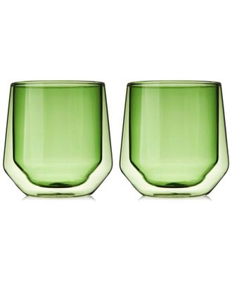 Viski Set Of 2 Double Walled Green Aurora Tumblers