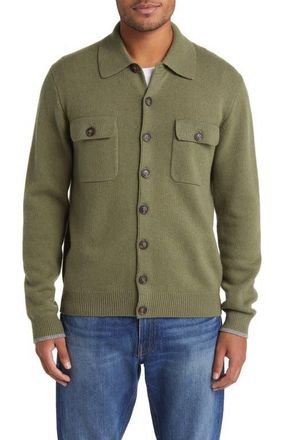 Lorenzo Uomo Merino Wool & Cashmere Cardigan in Olive Green at Nordstrom, Size Xx-Large