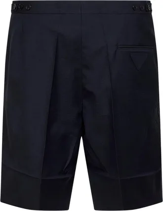 Prada Mens Blue Wool And Mohair Tailored Bermuda Shorts Virgin