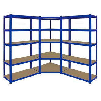 MonsterShop Monster Racking T-Rax Corner Shelving Unit & 2 x 90cm Garage Storage in Blue | Size: 2 x 90 cm