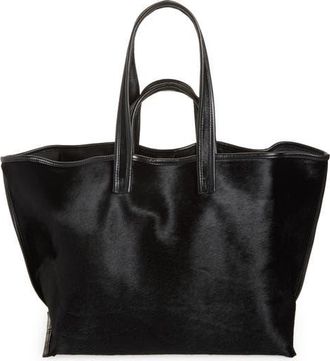 Kassl Editions Genuine Cow Hair Tote in Cow Black at Nordstrom