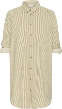Kaffe Gestreepte Shirt Tuniek Chincilla Wit - Dames - Shirt Kleedjes - Veelkleurig - L - Katoen - Kleedjes