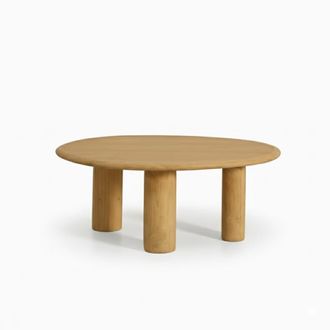 Wabi Home Mesa de centro de madera maciza forma org&aacute;nica 87x60cm