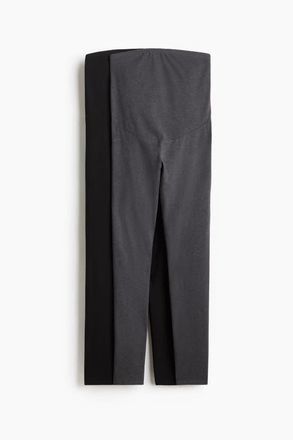 H&M Mama 2-pack Jersey Leggings in Dark Gray/black at Nordstrom, Size Xx-Large
