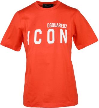 Dsquared2 T-Shirt - Dames - T-shirts - Oranje - S - Katoen - Tops