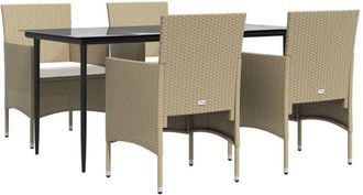 vidaXL Juego De Comedor De Jard&iacute;n 5 Piezas Con Cojines Beige Y Negro Vidaxl