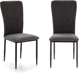 Calicosy Calicosy - Lote de 4 sillas de tela con patas de metal negro L43 cm - holly