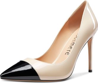 Castamere Womens High Heels Pumps Fashion Stilettos 4IN Court Shoes Black Nude Patent Shoes UK 4.5