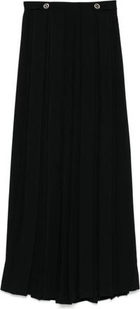 Twinset Zwarte Wijde Broek met Plooien - Dames - Wijde Broeken - Zwart - M - Broeken
