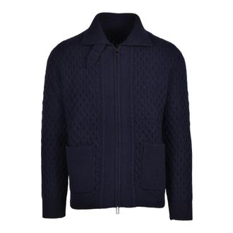 Paolo Pecora Cardigan met rits - Heren - Vesten - Blauw - S - Wol - Truien & Vesten