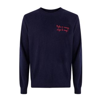 MC2 Saint Barth Truien & Vesten, Heren, Blauw, L, Wol, Trui met ronde hals en borduursel