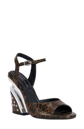 Azalea Wang Della Snake Embossed Split Heel Sandal in Brown Multi at Nordstrom, Size 6.5