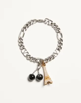 Valentino Garavani Valentino Garavani Chez Valentino Bracelet In Metal, Enamel And Swarovski Crystals Man PALLADIUM L