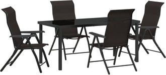 vidaXL Garden Dining Set 5 pcs Black coffee Poly rattan Vidaxl