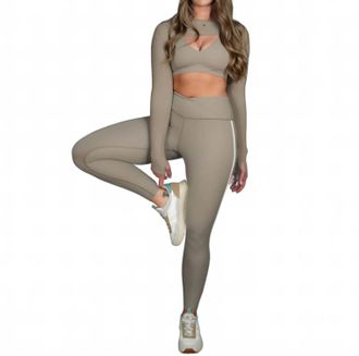 SPLITS59 Womens Mia Rigor Legging In Latte/white