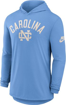 Nike North Carolina Legacy Arch Nike Mens Dri-FIT College Long-Sleeve Hooded T-Shirt in Blue | 01NB4EYNCV-3HJ